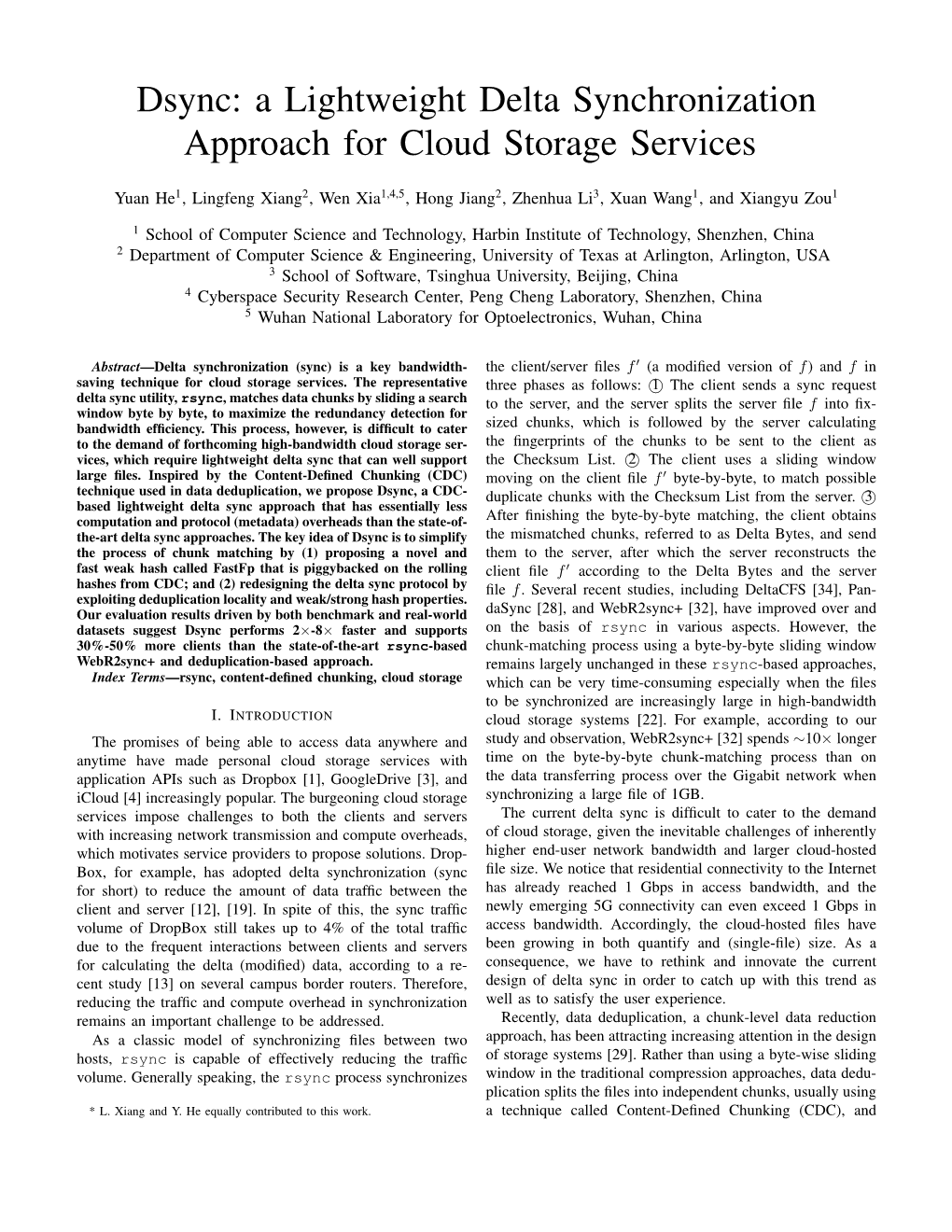 Dsync: a Lightweight Delta Synchronization Approach for Cloud Storage Services