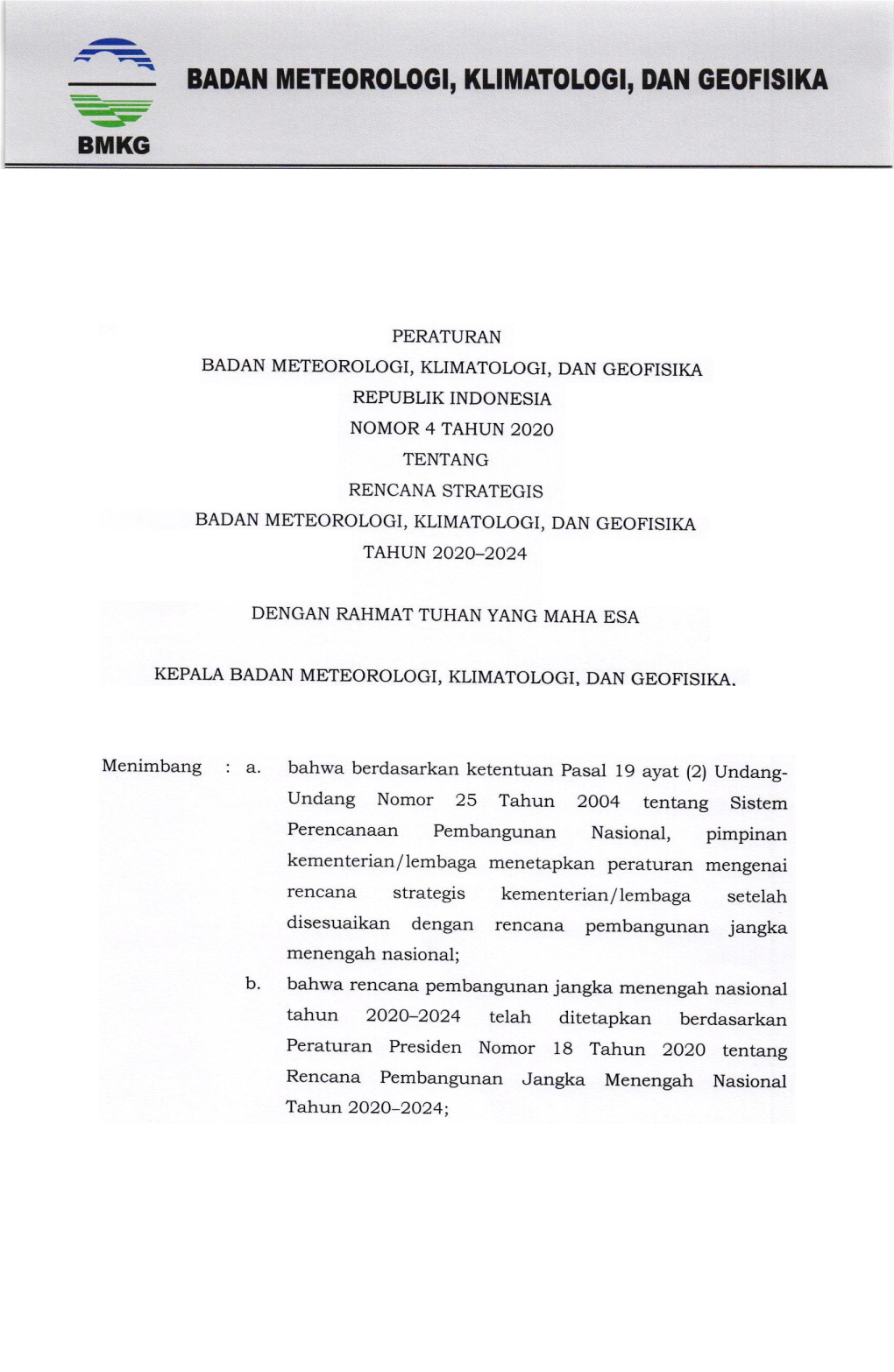 Keputusan Kepala Badan Meteorologi Dan Geofisika