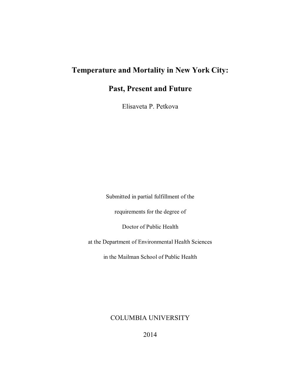 Temperature and Mortality in New York City