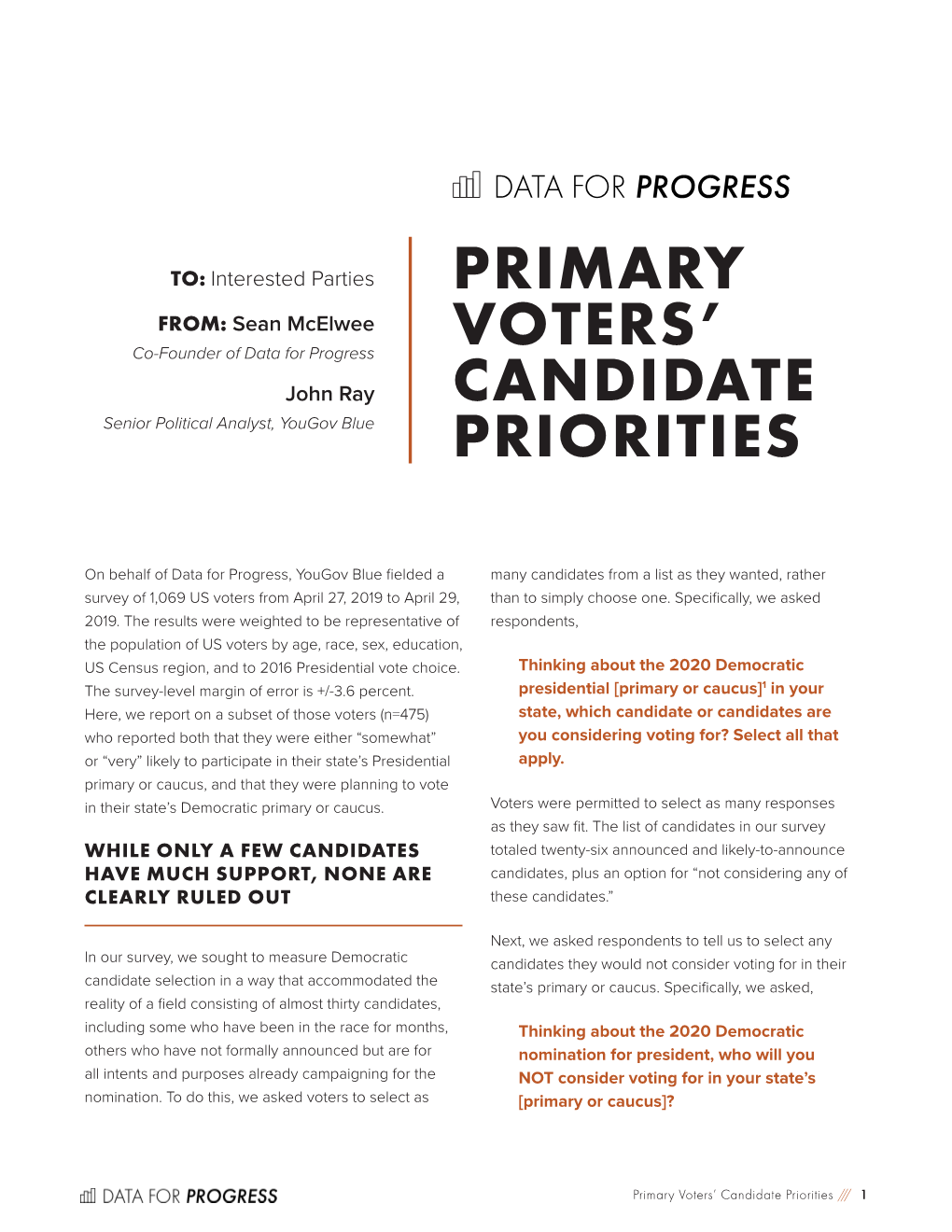 Primary Voters' Candidate Priorities
