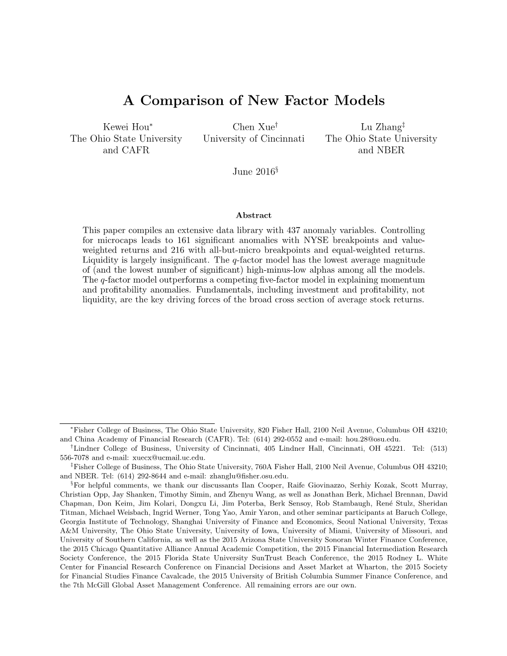 A Comparison of New Factor Models