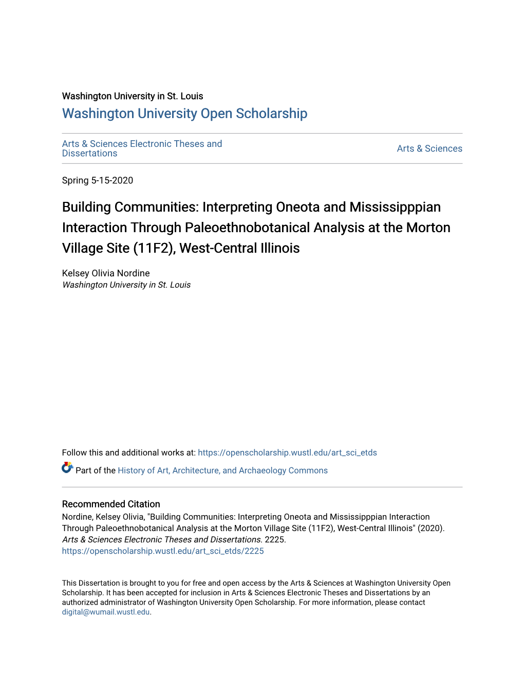 Interpreting Oneota and Mississipppian Interaction Through Paleoethnobotanical Analysis at the Morton Village Site (11F2), West-Central Illinois