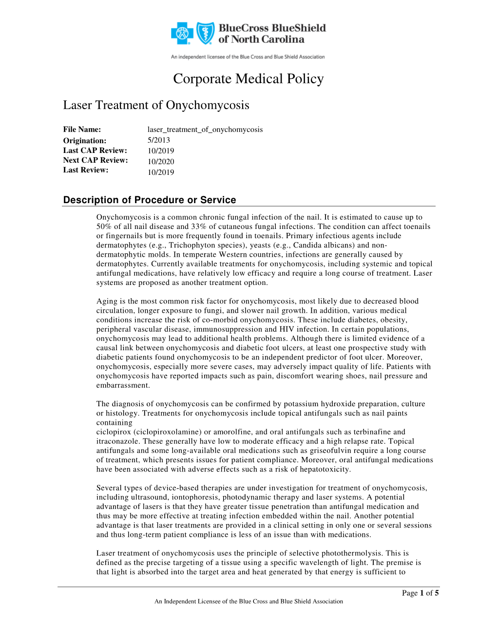 Laser Treatment of Onychomycosis