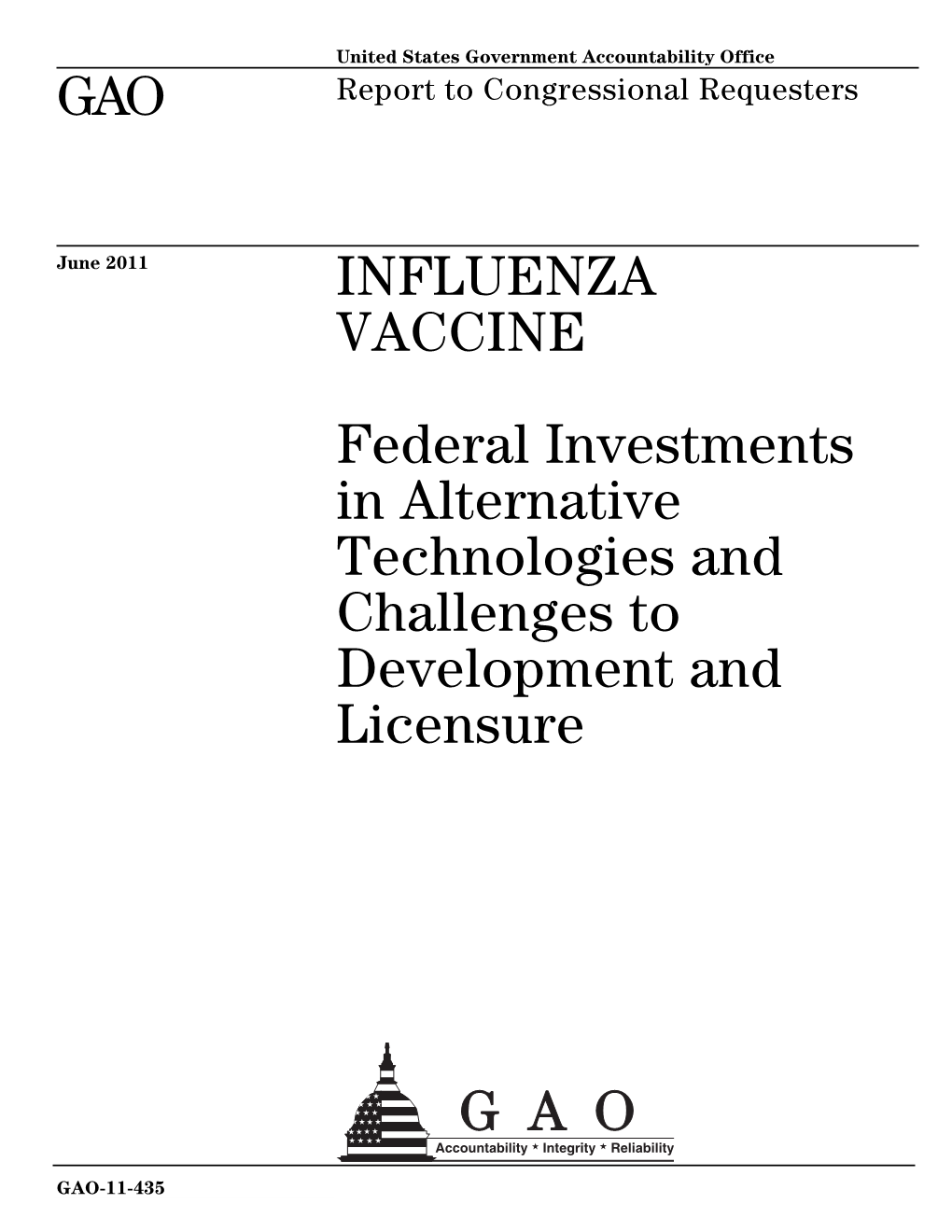 GAO-11-435 Influenza Vaccine Technologies