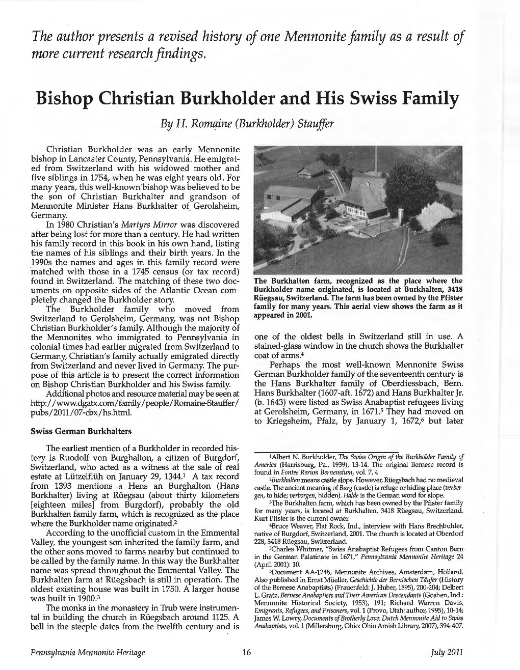 Bishop Christian Burkholder and His Swiss Family by H