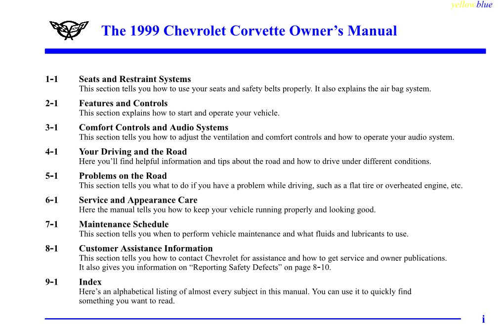 1999 Chevrolet Corvette Owner's