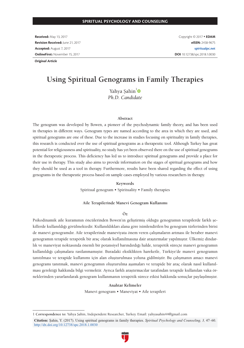 Using Spiritual Genograms in Family Therapies