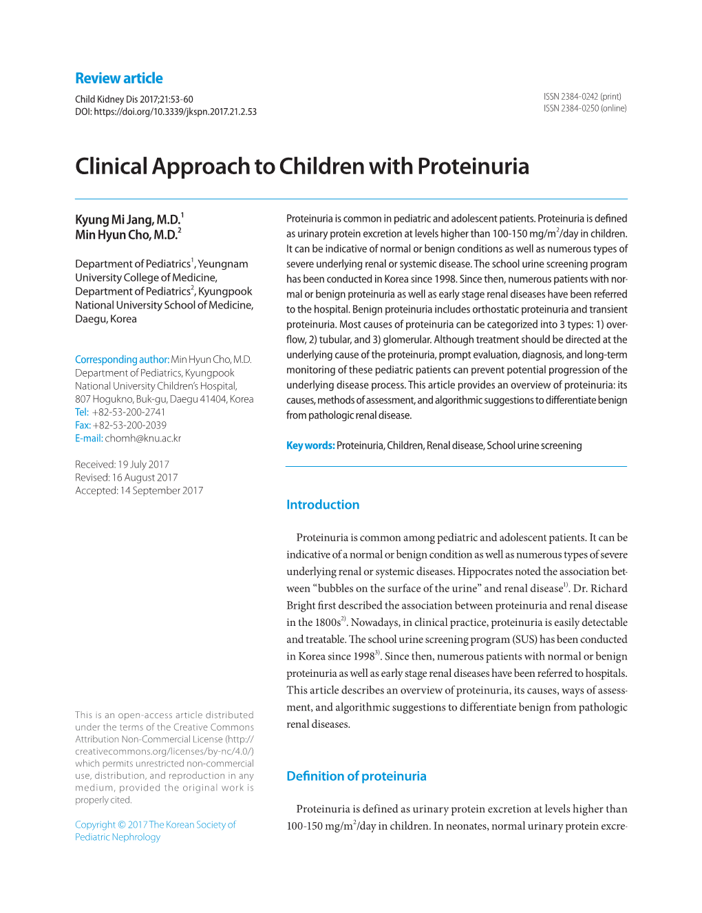 Clinical Approach to Children with Proteinuria