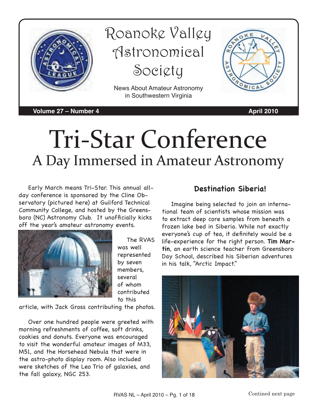 Tri-Star Conference a Day Immersed in Amateur Astronomy