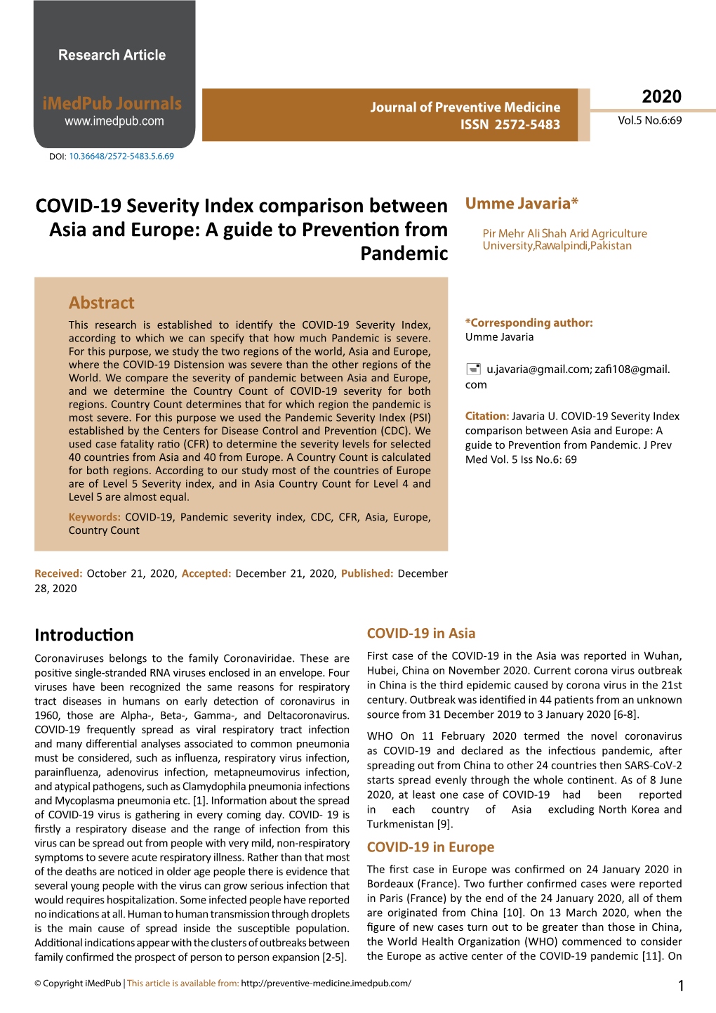 COVID-19 Severity Index Comparison Between Asia and Europe: a Guide