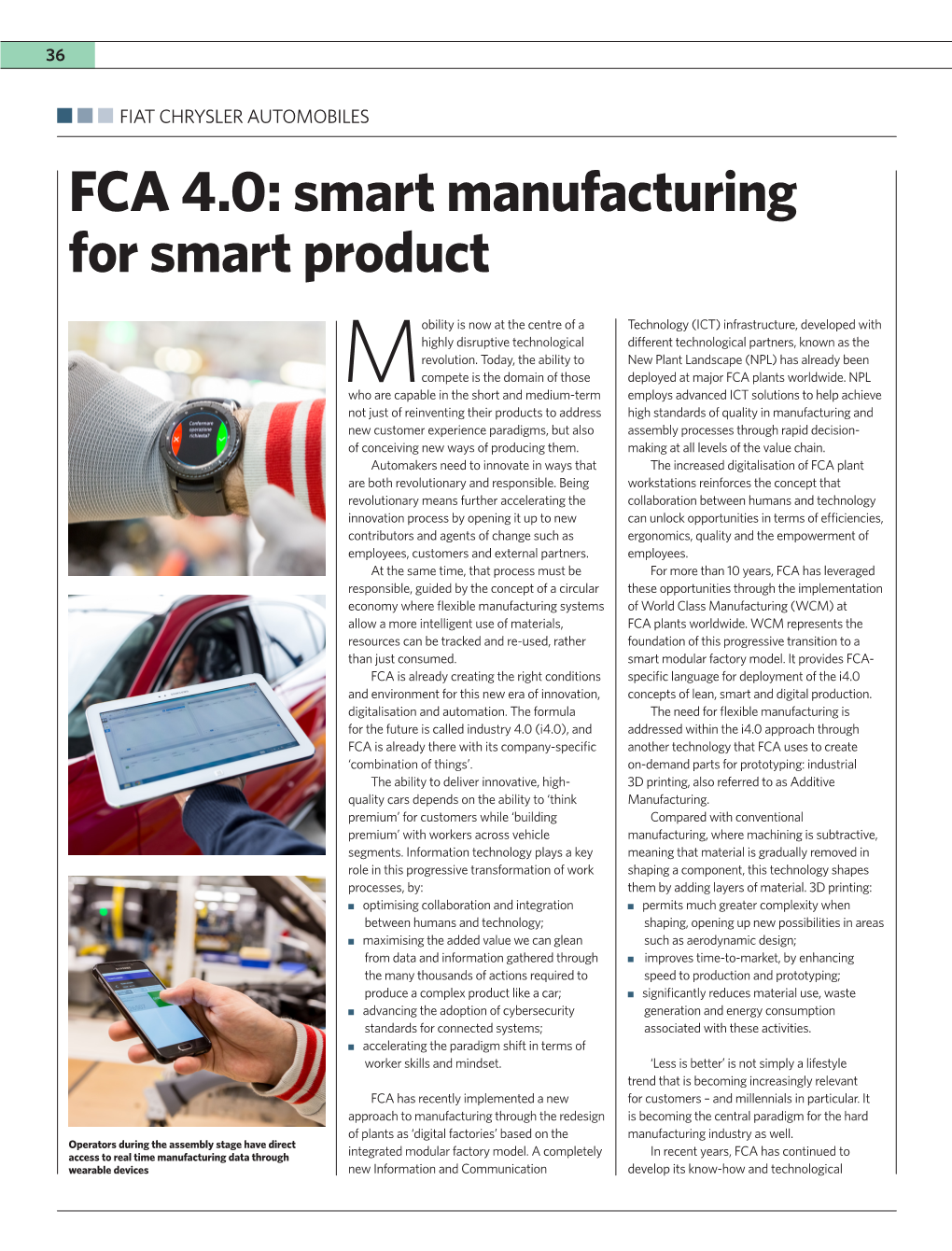 FCA 4.0: Smart Manufacturing for Smart Product