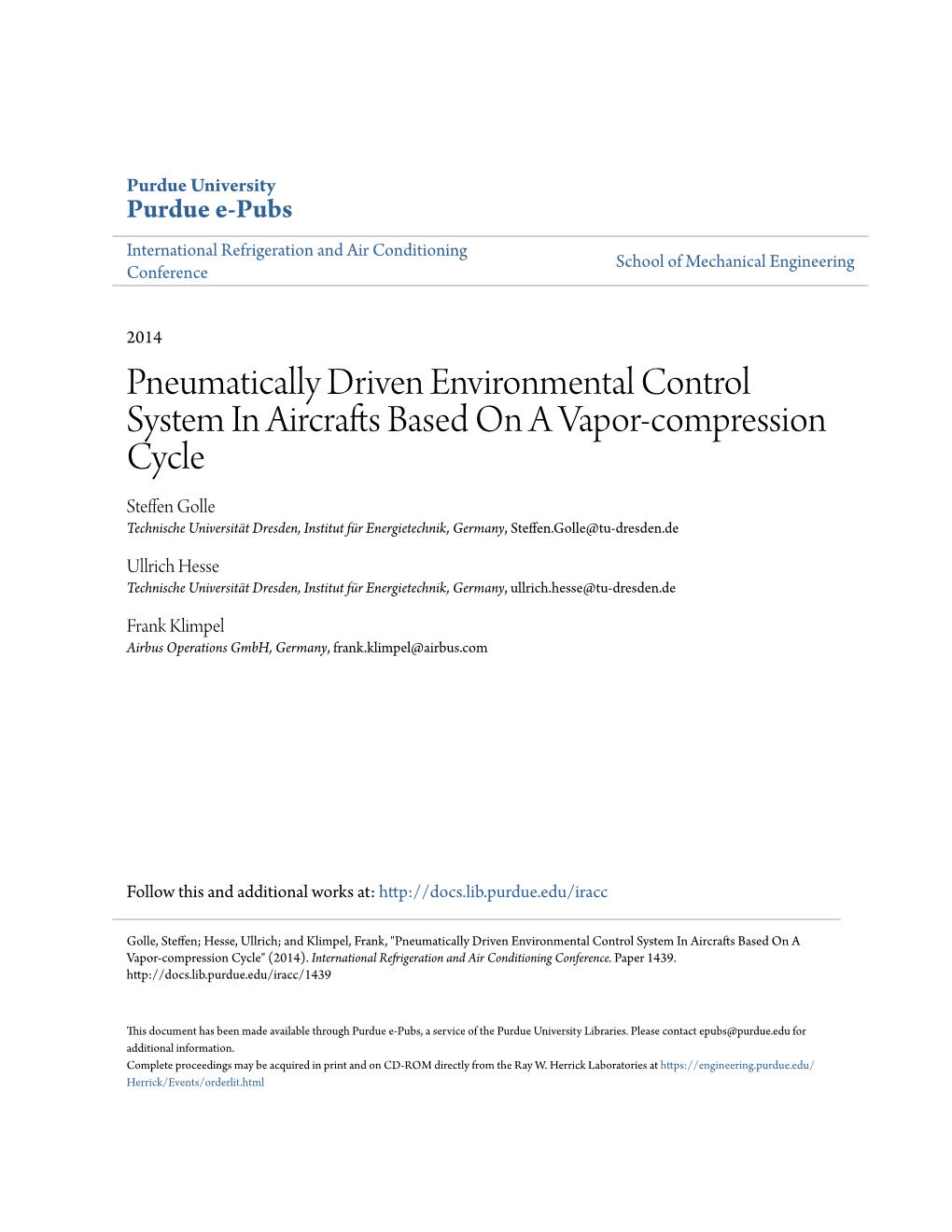 Pneumatically Driven Environmental Control System in Aircrafts Based