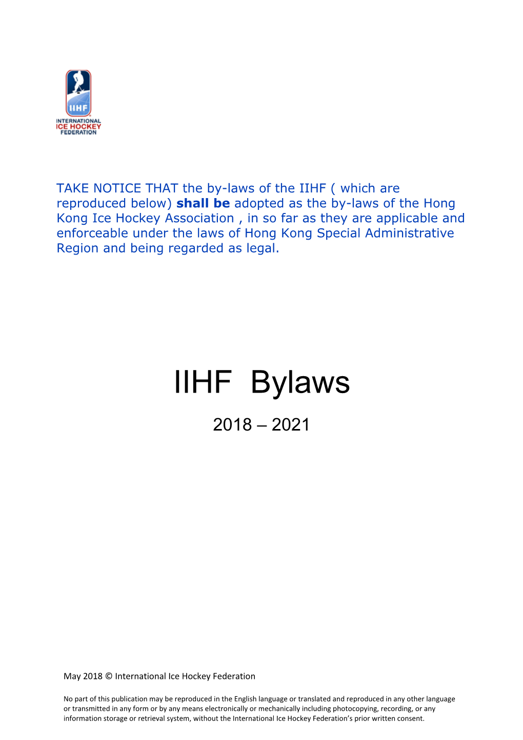 IIHF Bylaws 2018 – 2021