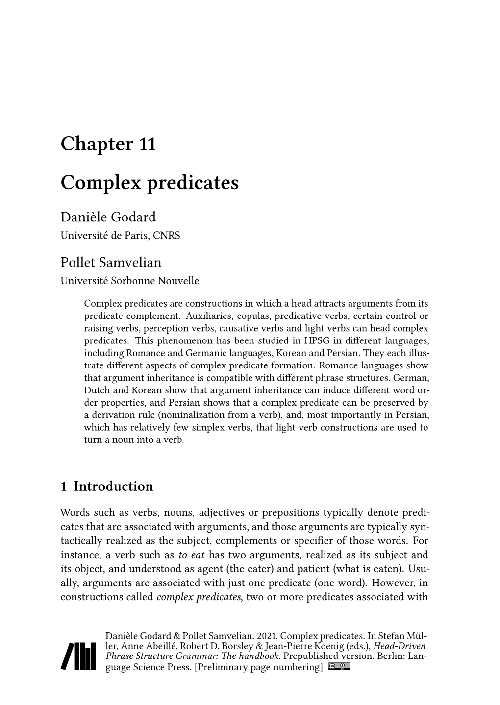 Chapter 11 Complex Predicates