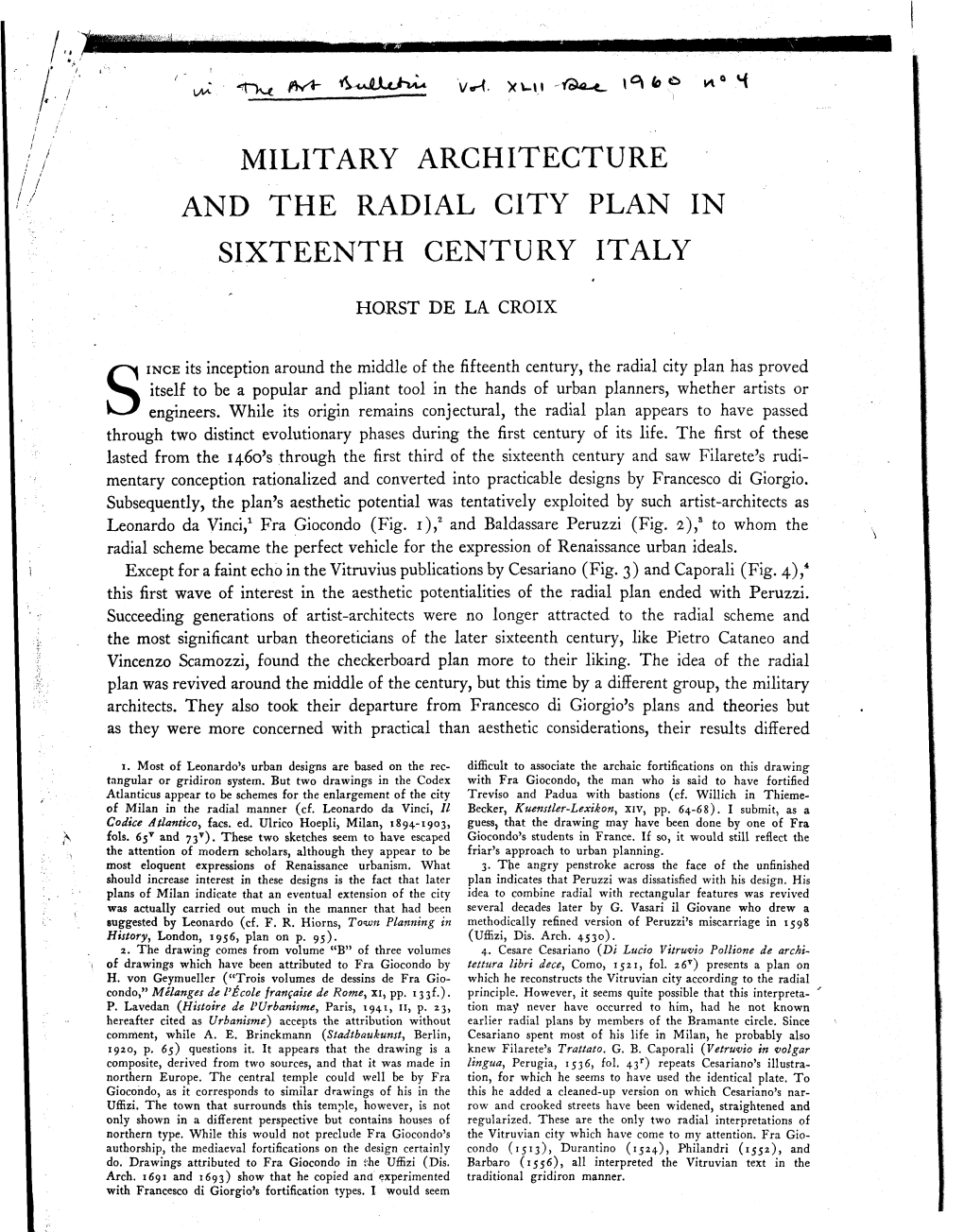 Military Architecture and the Radial City Plan in Sixteenth Century Italy