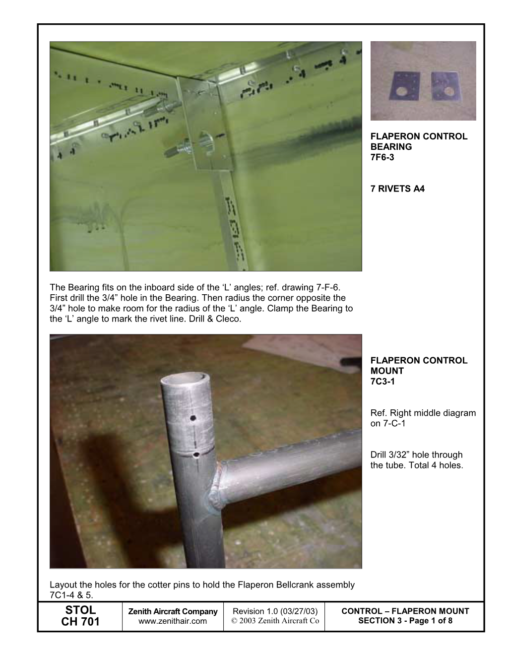 Zenith Aircraft Company Revision 1.0 (03/27/03) CONTROL – FLAPERON MOUNT