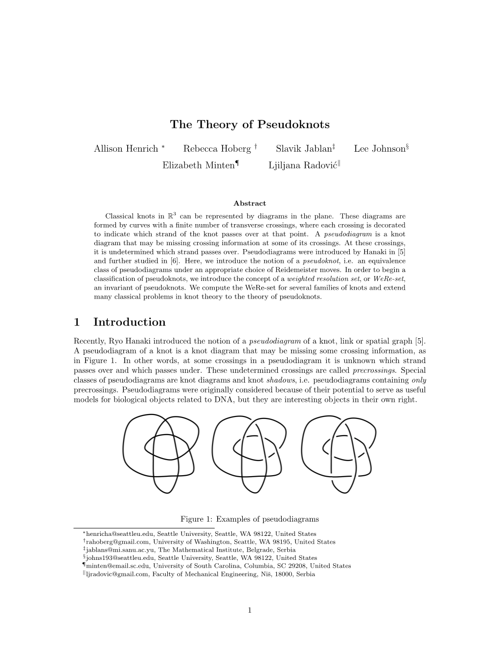 The Theory of Pseudoknots