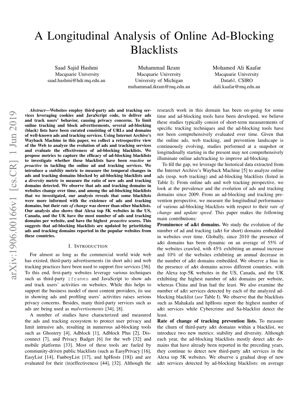 A Longitudinal Analysis of Online Ad-Blocking Blacklists