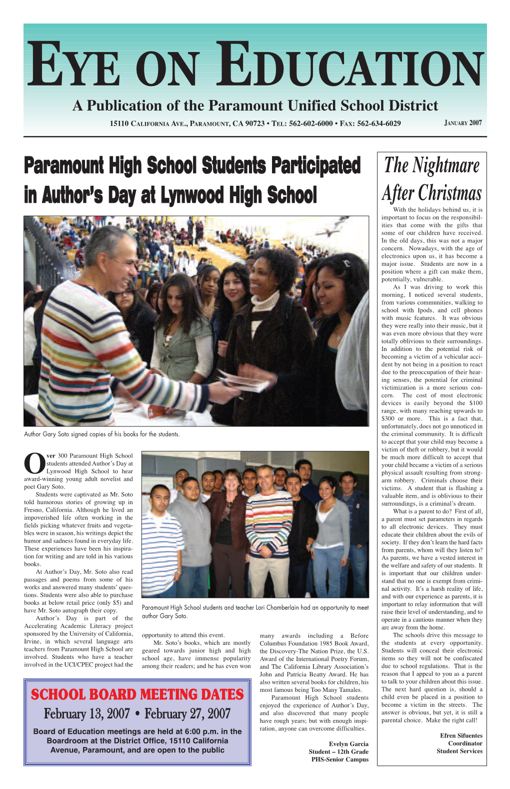 Paramount High School Students Participated in Author's Day At