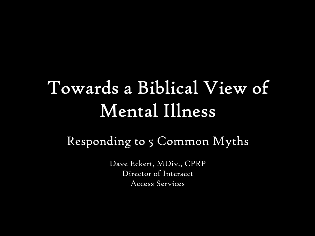 A Biblical View of Mental Illness