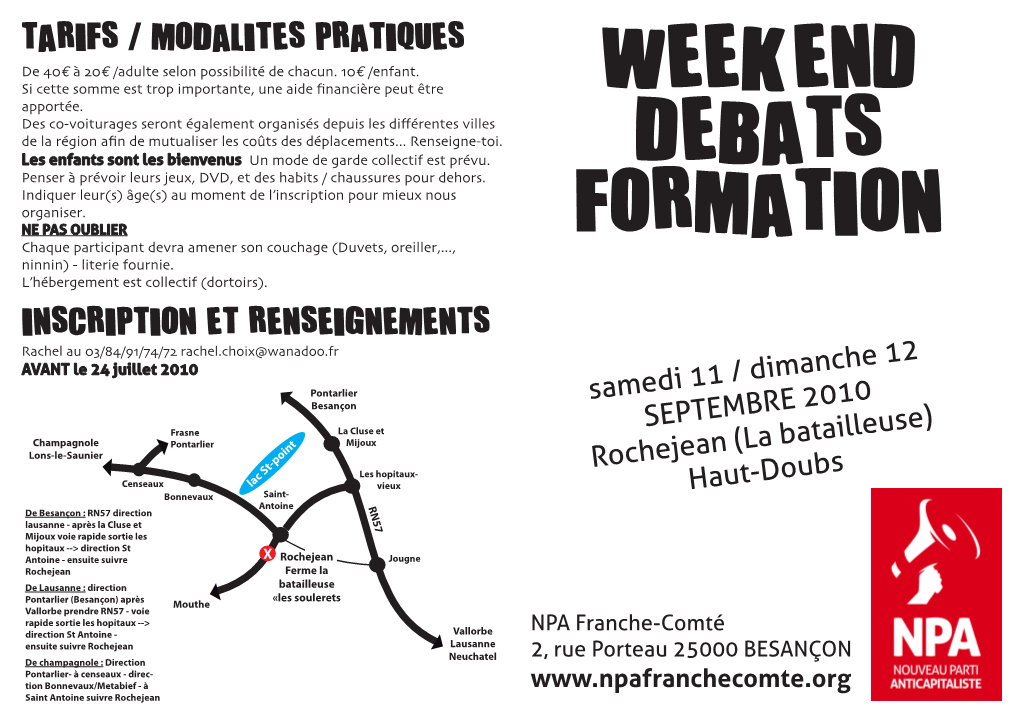 TARIFS / MODALITÉES PRATIQUES De 40€ À 20€ /Adulte Selon Possibilité De Chacun