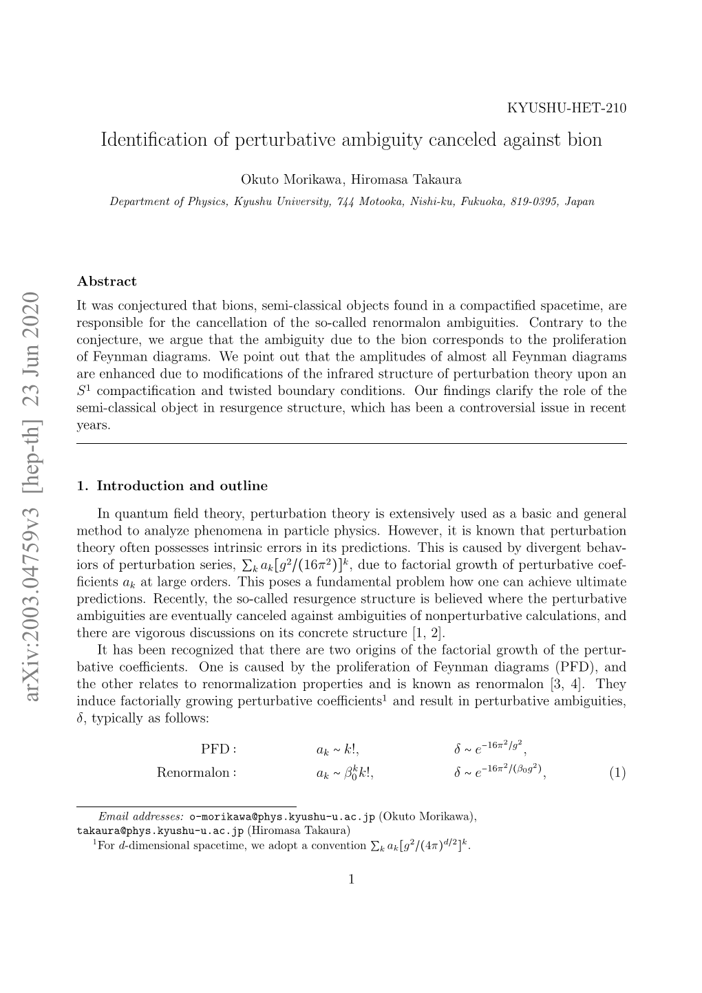 Identification of Perturbative Ambiguity Canceled Against Bion