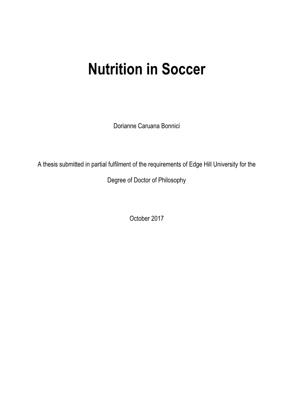 Nutrition in Soccer