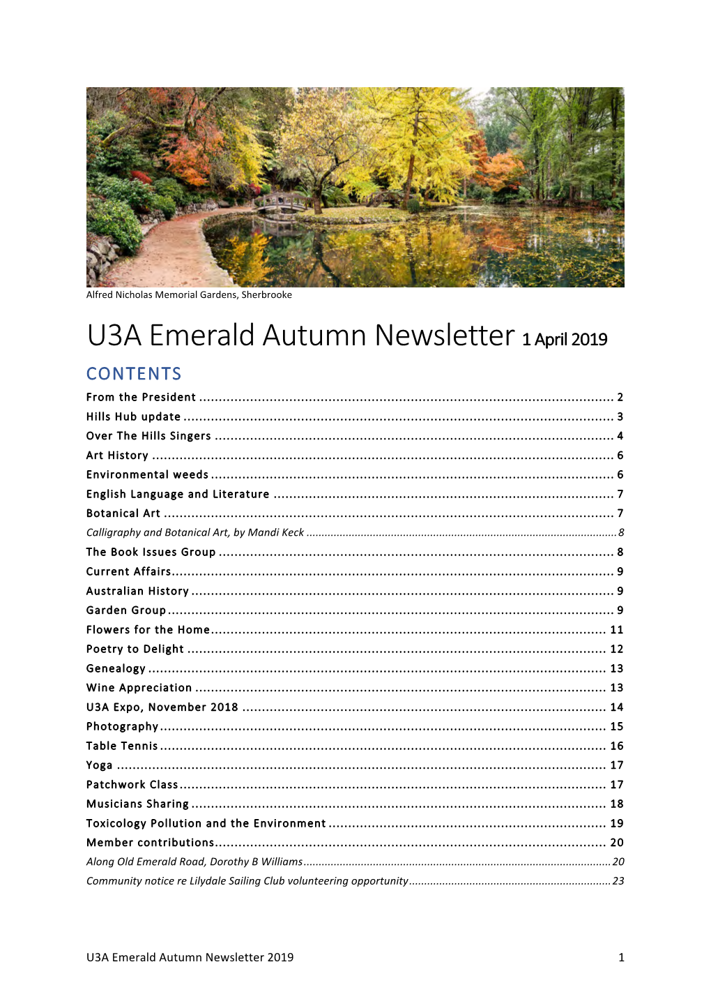 U3A Emerald Autumn Newsletter 1 April 2019