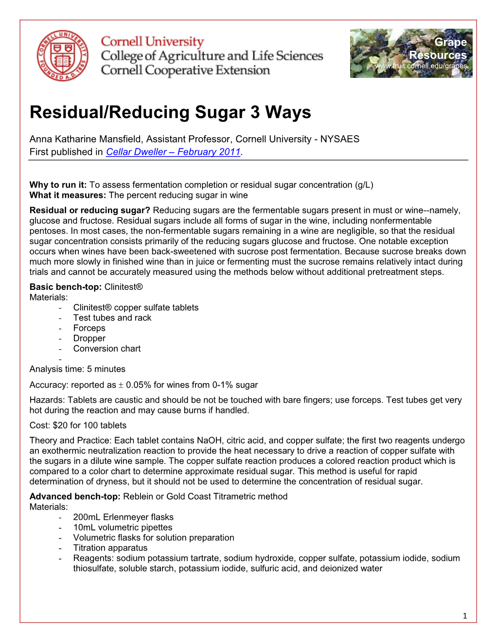 Residual/Reducing Sugar 3 Ways