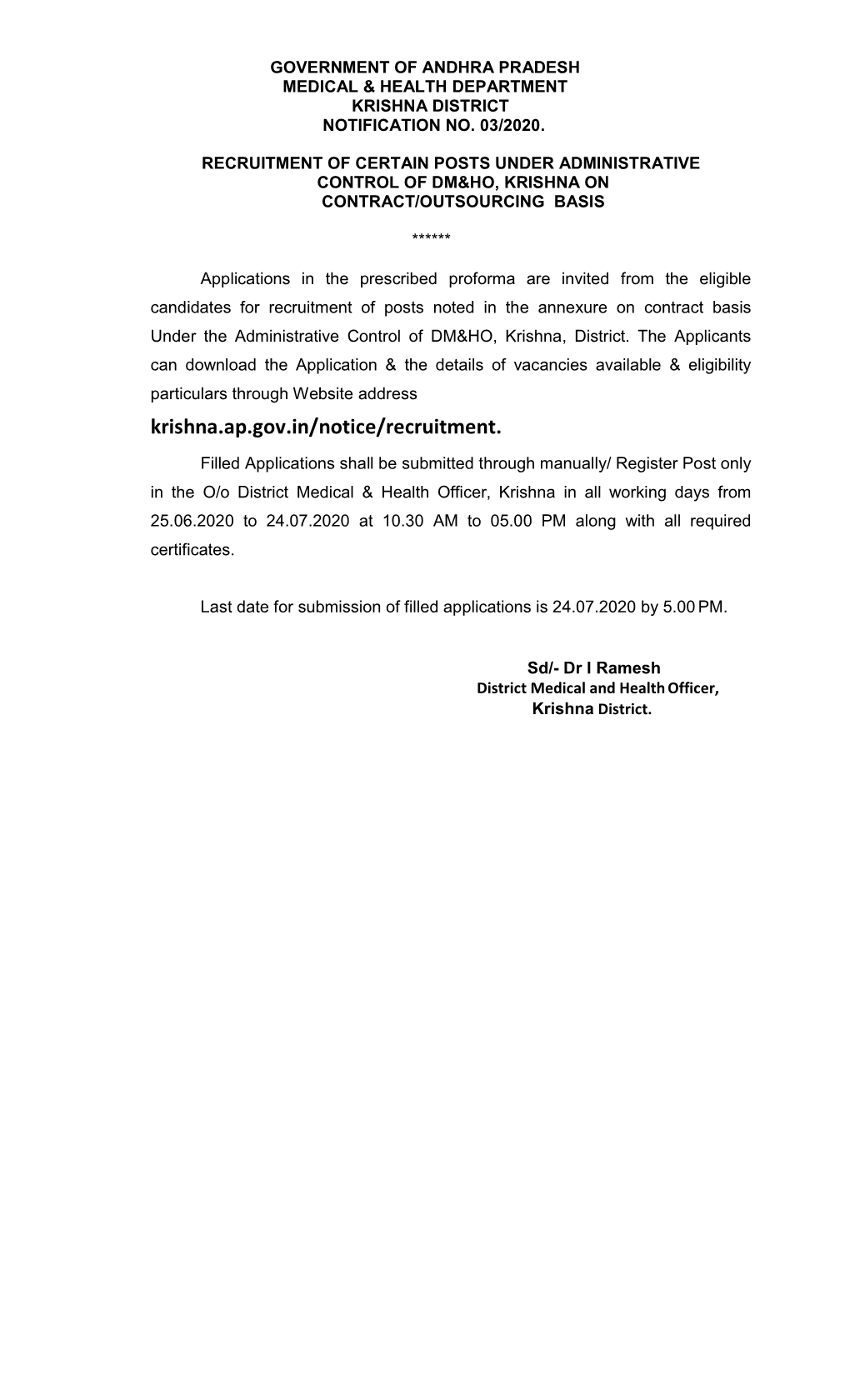 Krishna District Notification No