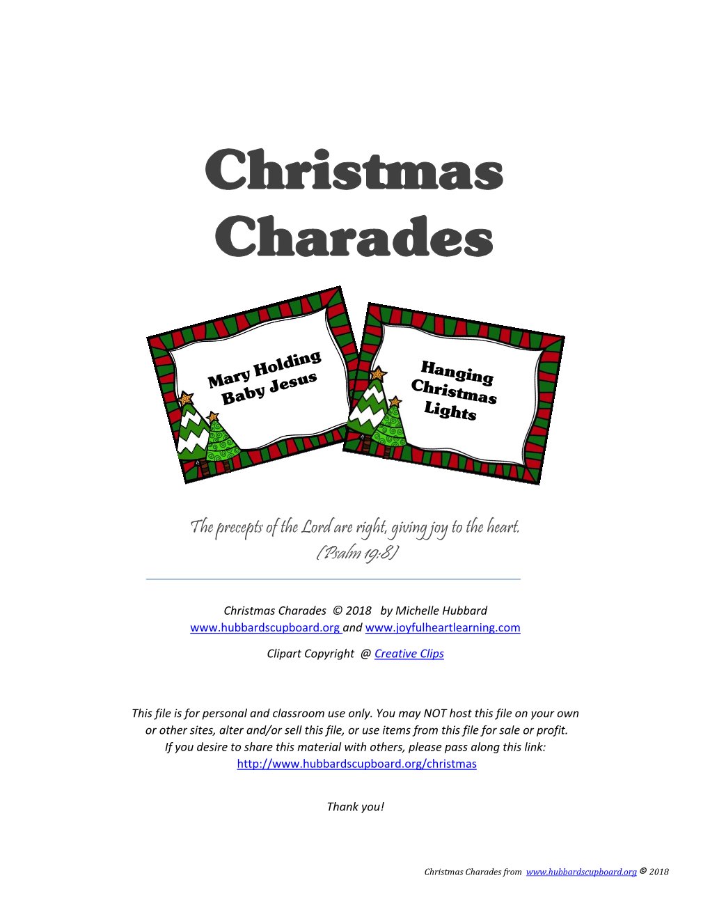 Christmas Charades © 2018 by Michelle Hubbard And
