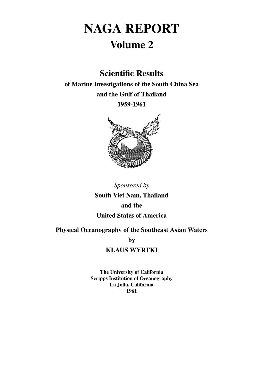 Physical Oceanography of the Southeast Asian Waters by KLAUS WYRTKI