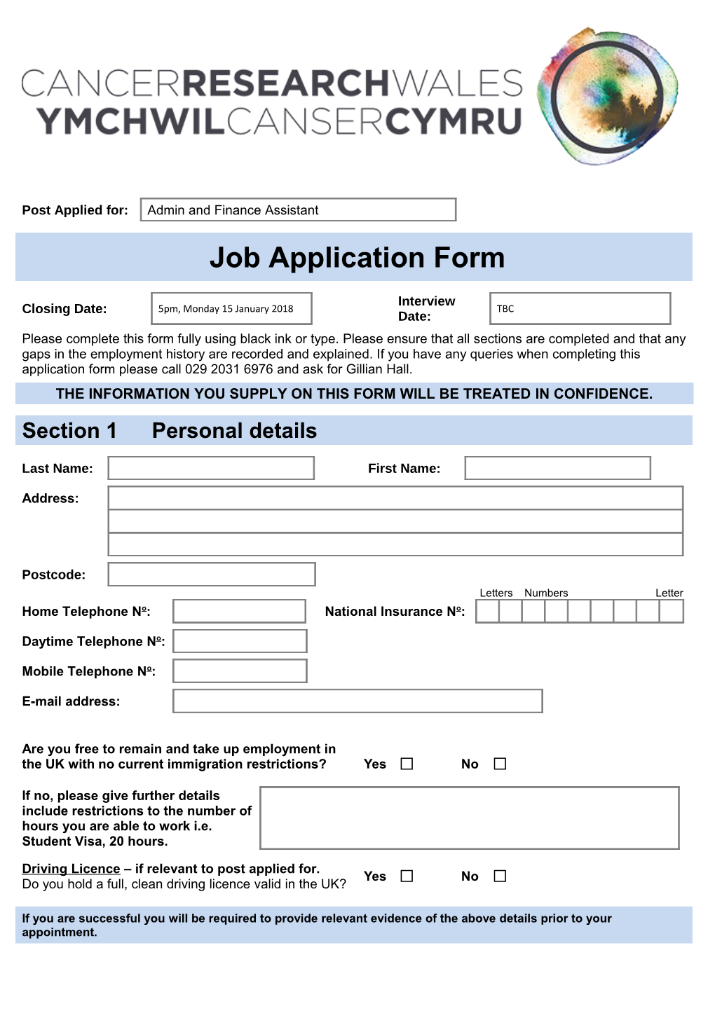 Job Application Form Template s13