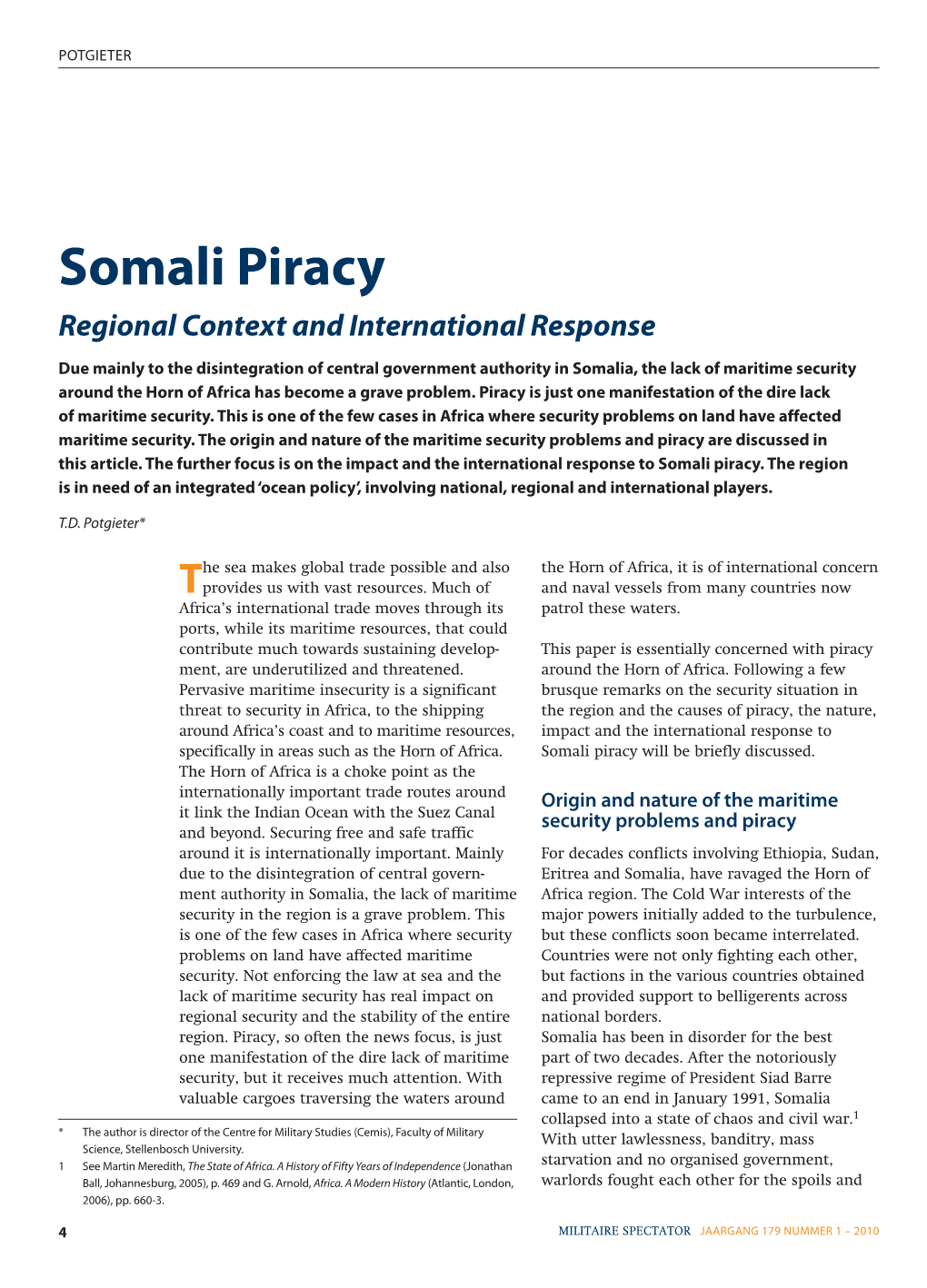 Somali Piracy Regional Context and International Response