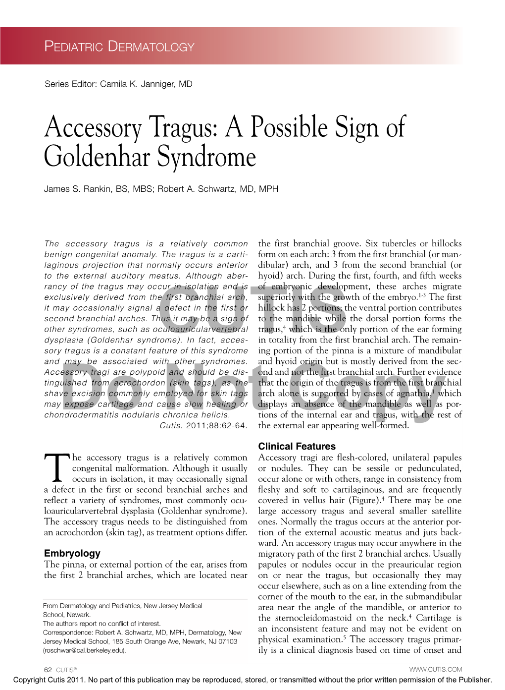Accessory Tragus: a Possible Sign of Goldenhar Syndrome