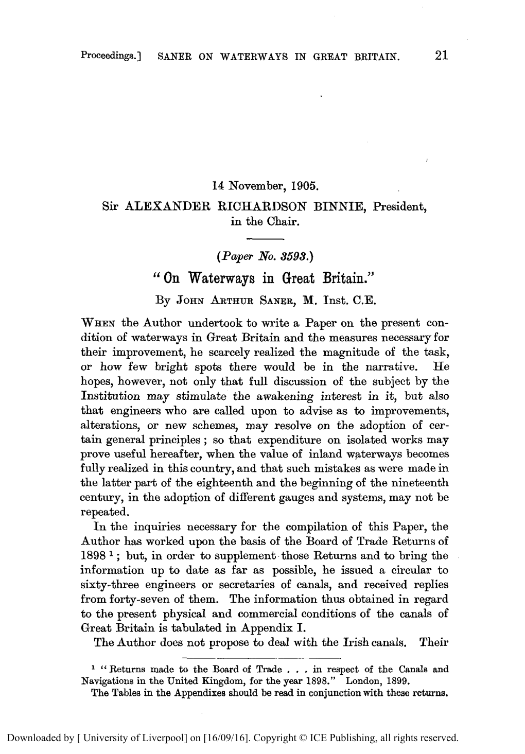 On Waterways in Great Britain.” by JOHNARTHUR SANER, M