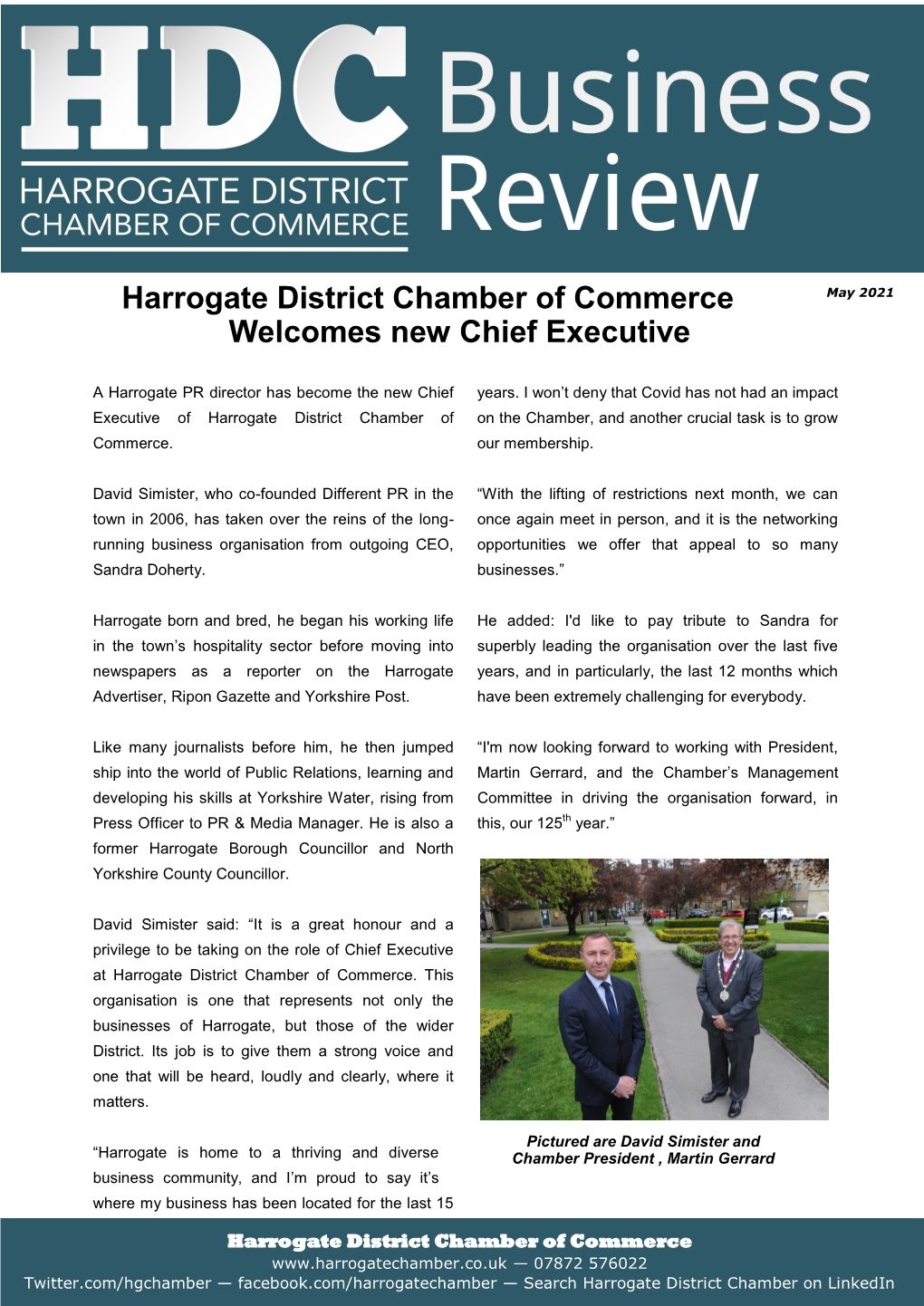 Harrogate District Chamber of Commerce Welcomes New Chief