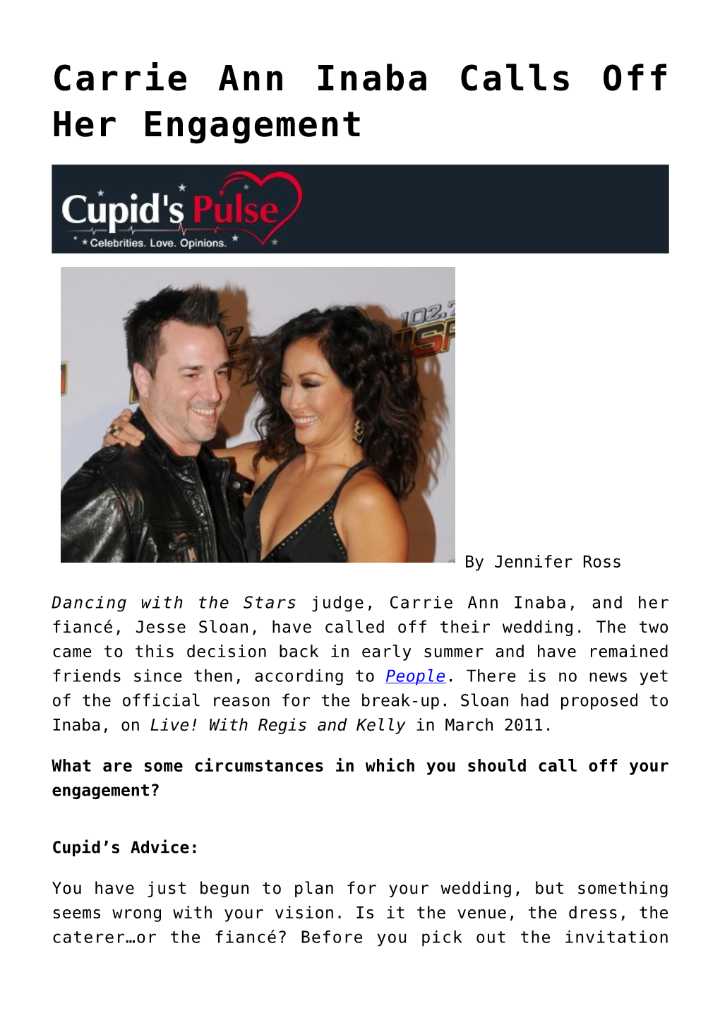 Carrie Ann Inaba Calls Off Her Engagement