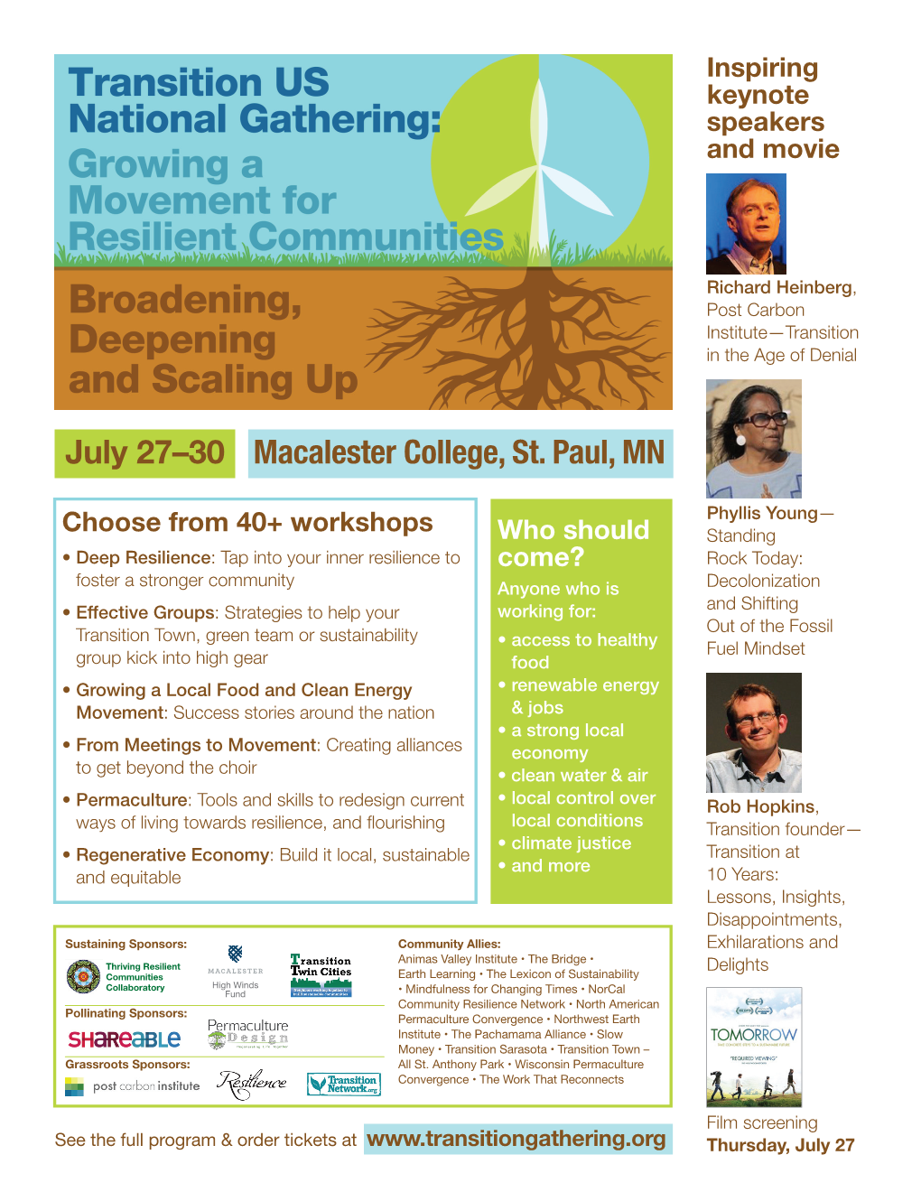 July 27–30 Macalester College, St. Paul, MN