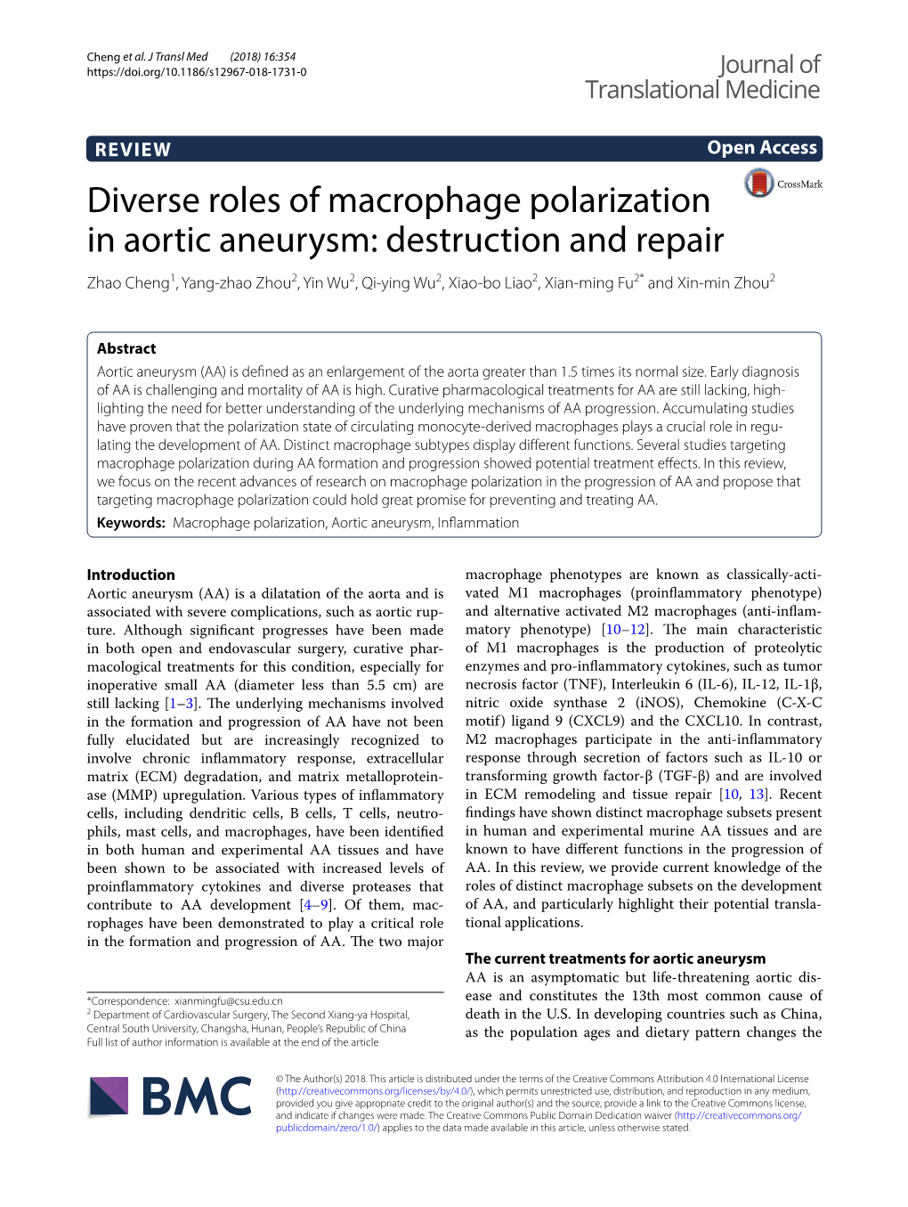 Diverse Roles of Macrophage Polarization in Aortic Aneurysm