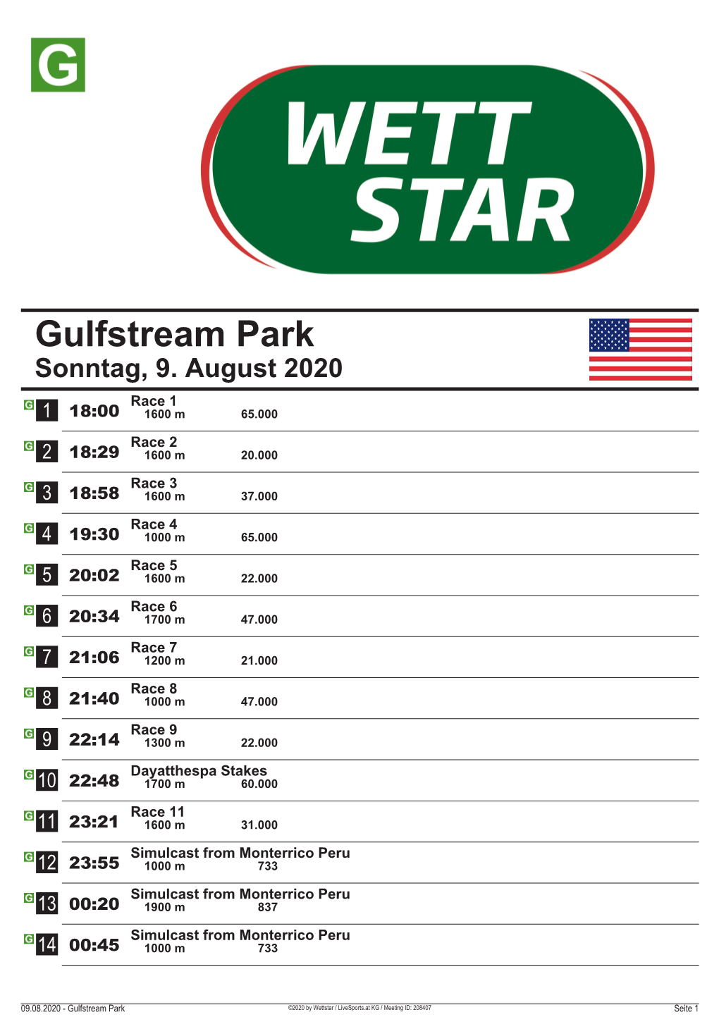 Gulfstream Park Sonntag, 9