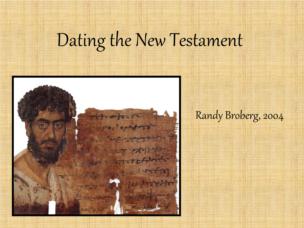 Dating the New Testament