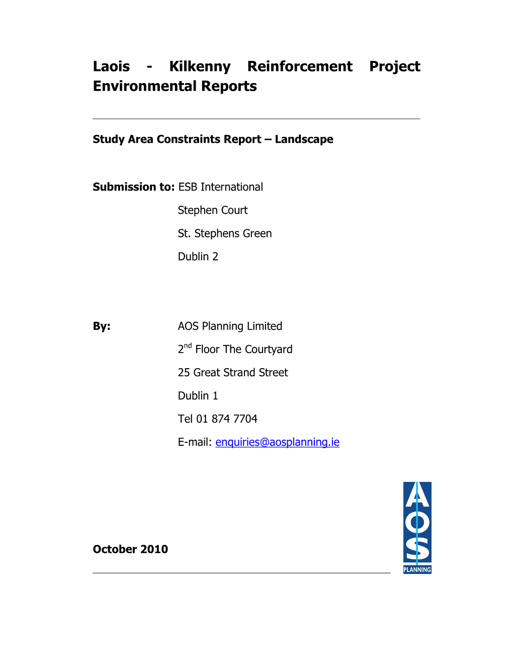 Laois - Kilkenny Reinforcement Project Environmental Reports