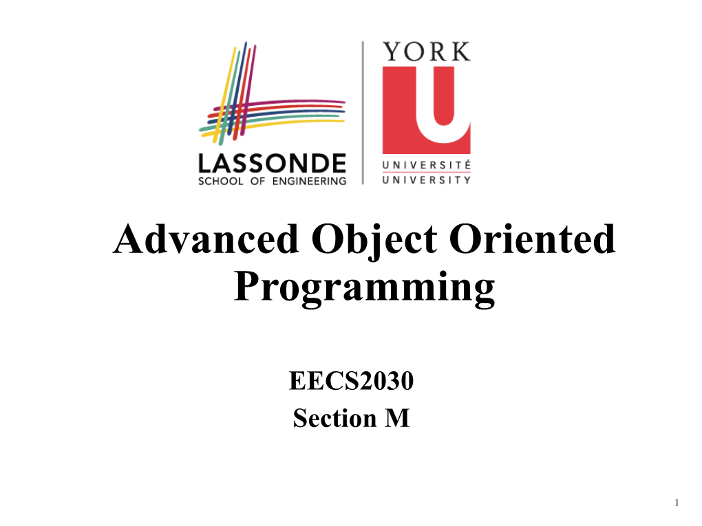 Advanced Object Oriented Programming