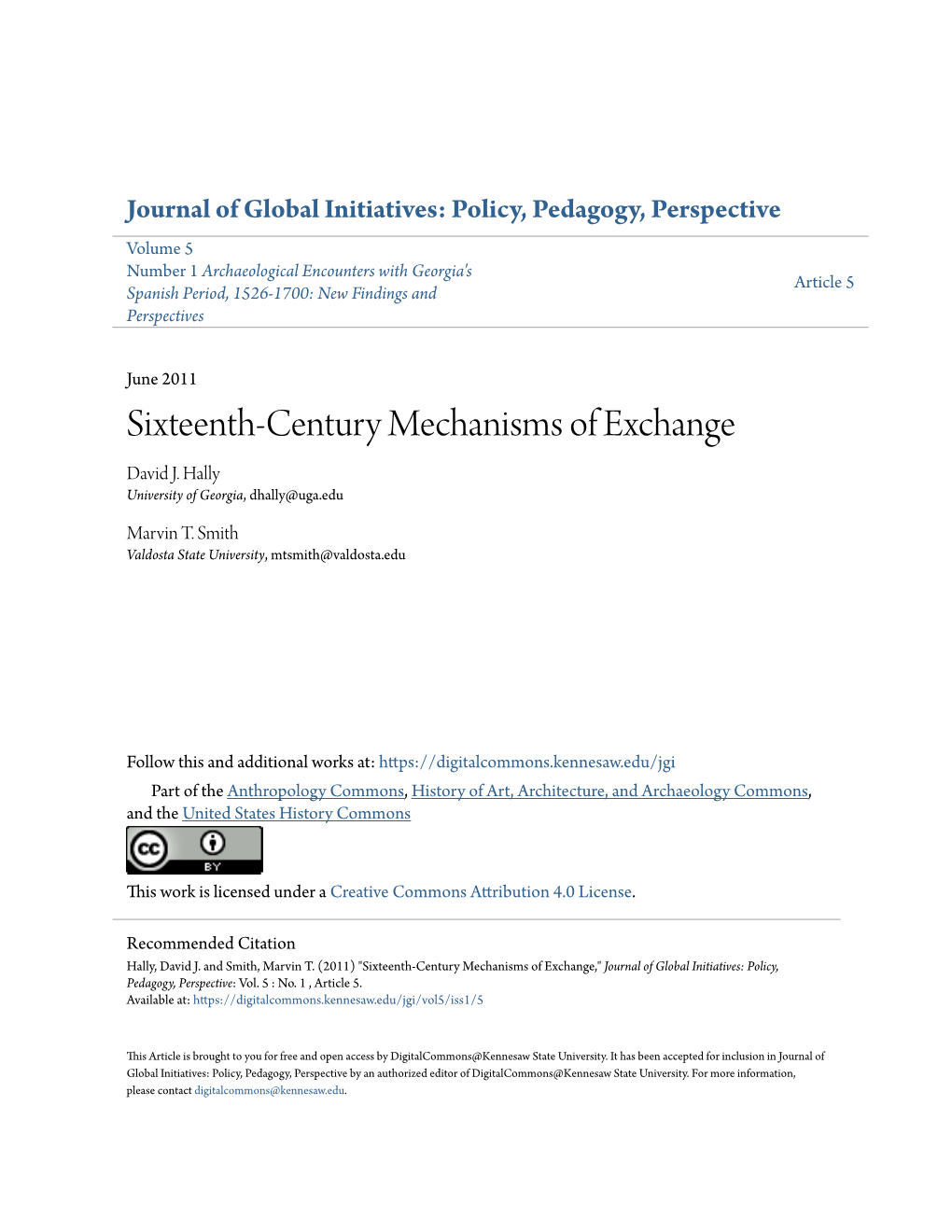 Sixteenth-Century Mechanisms of Exchange David J