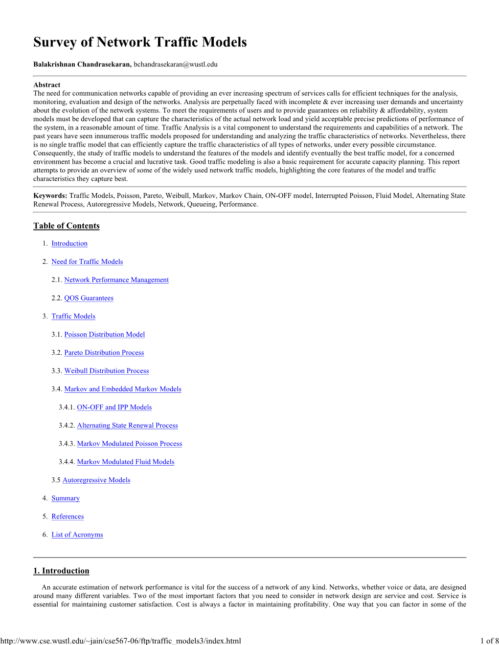 Survey of Network Traffic Models