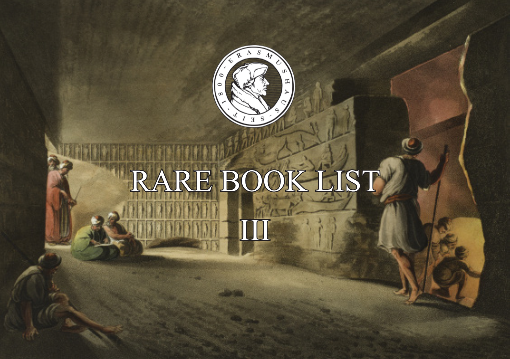 RARE BOOK LIST III Rare Book List III