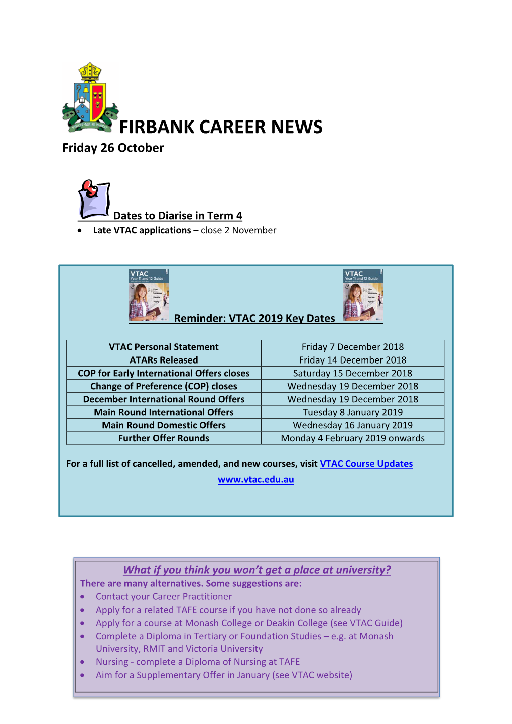From the Careers Centre