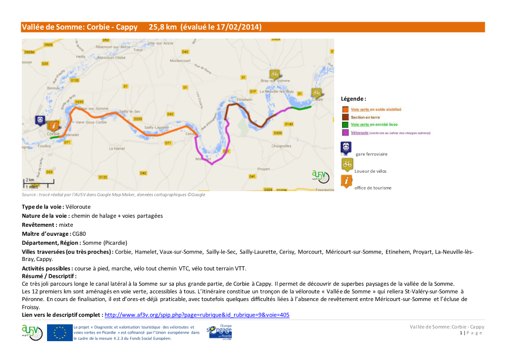 Vallée De Somme: Corbie - Cappy 25,8 Km (Évalué Le 17/02/2014)