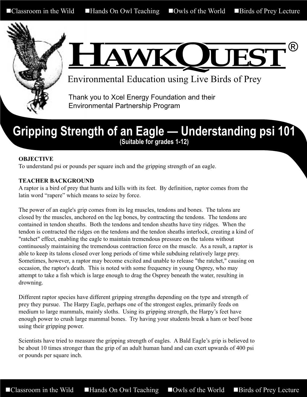 Gripping Strength of an Eagle — Understanding Psi 101 (Suitable for Grades 1-12)